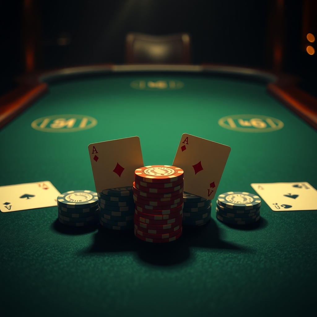 Tavolo da poker con chip e carte, simbolo dei siti poker non AAMS
